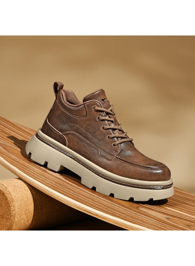 Septwolves Platform Work Boots】25-year Work Boots For Men, Stylish Retro Outdoor Casual Boots With Thick Sole Height Increase Martin Boots - Image 4