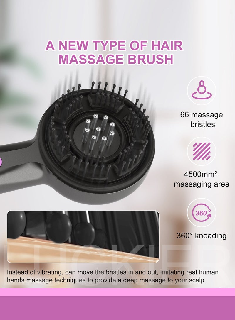 LUCKIER Electric Massage Comb - 3-in-1 hair care comb, kneading massage can relieve fatigue, red light wave promotes hair follicle health, equipped with 6 ml hair oil applicator, suitable for dry climate and thick hair care needs. - Image 3