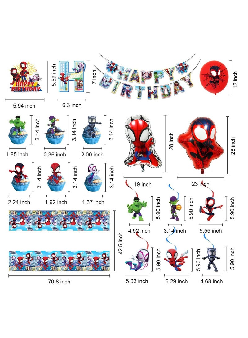 Party Little Spider-Man and his Amazing Friends Theme Party Decoration Birthday Flag Pull Cake Insert Balloons - Image 5