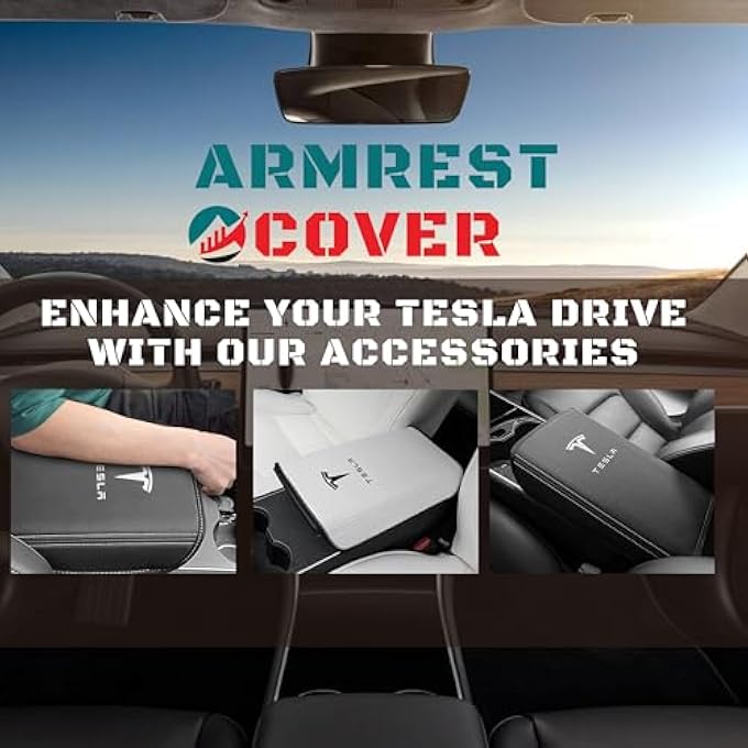 Tesla Model 3Y Center Console Armrest Cover  Interior Accessories Leather Center Console Protector Pad For Model 3 20172024 Or Model Y 20202024 White - Image 4