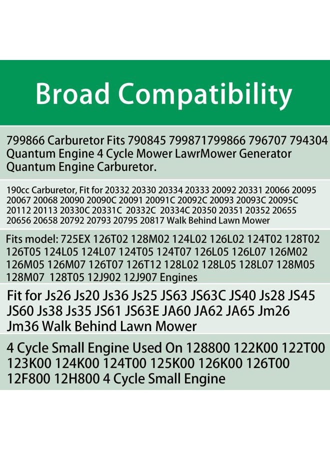 HOOAI 799866 Carburetor Compatible with 675 725ex 190cc Engine Replace 790845 799871 796707 794304 6.25HP 6.5HP 6.75HP 7HP 7.5hp Push Mower 20332 Lawn Mower Generator Pressure Washer - Image 4