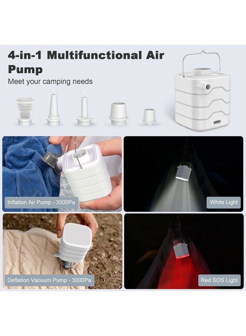 SOLARAE Portable Electric Air Pump - Rechargeable with Light and 6 Nozzles - Ideal for Camping, Pool Floats, Air Beds, Vacuum Storage Bags - Image 2