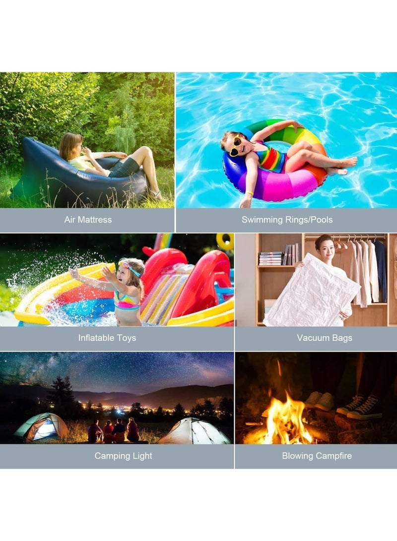 SOLARAE Portable Electric Air Pump - Rechargeable with Light and 6 Nozzles - Ideal for Camping, Pool Floats, Air Beds, Vacuum Storage Bags - Image 4