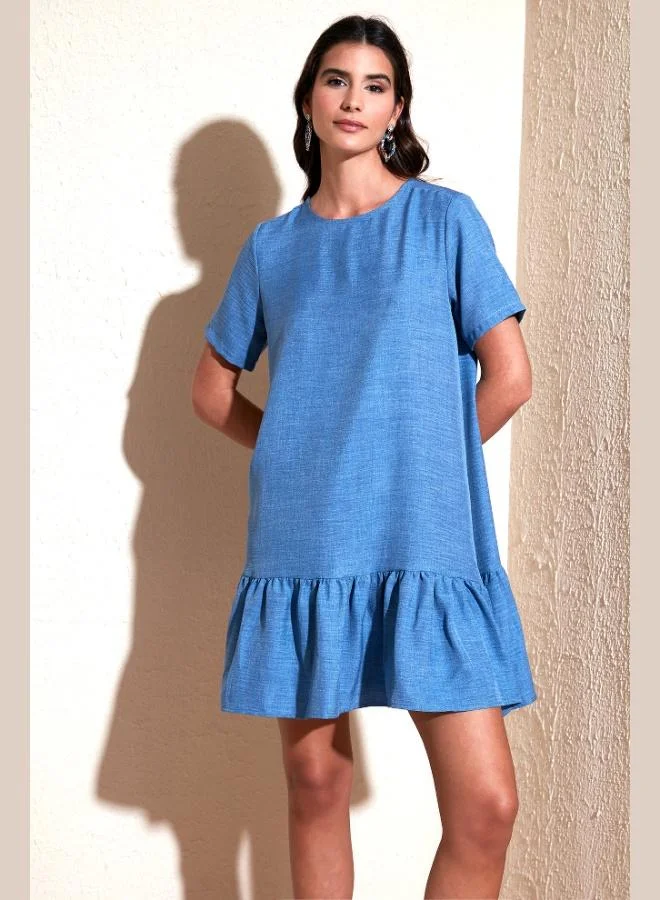 Lela Lela Crew Neck Flounce Hem Regular Fit Dress Women's DRESS 611EL00520