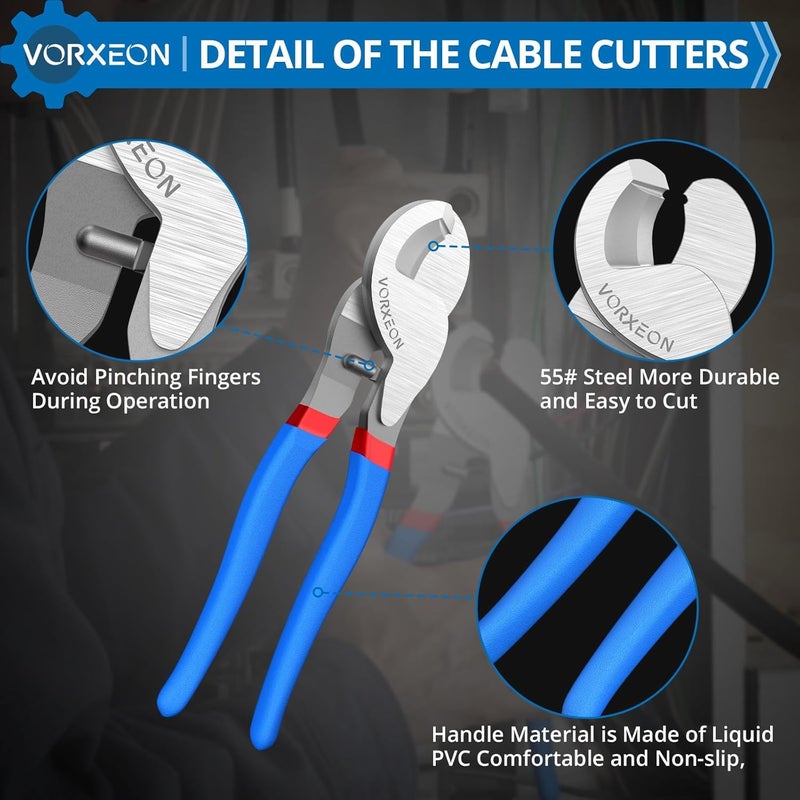 10 Inches Cable Cutter, Heavy Duty Large High Leverage Cutter Tool for Aluminum Copper Wire Communications Cable - Image 4