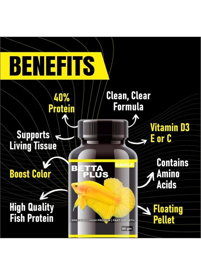 VAYINATO Eagle Betta Plus Pack of 2 (50g*2) Aquarium Fish Food | Ideal for All Types of Betta Fish (Breeding, High Protein, Fast Growth) - Image 2