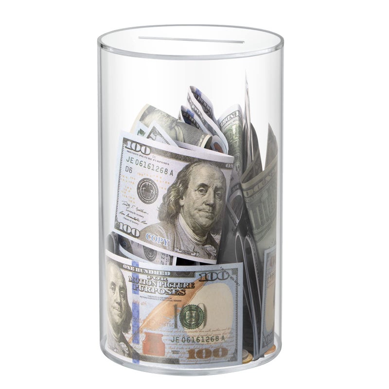 Hicocool Clear Piggy Bank Acrylic Piggy Bank for Adults Must Break to Open Unopenable Money Saving Box for Boys Girls Birthday Gift 8 H x 5 D