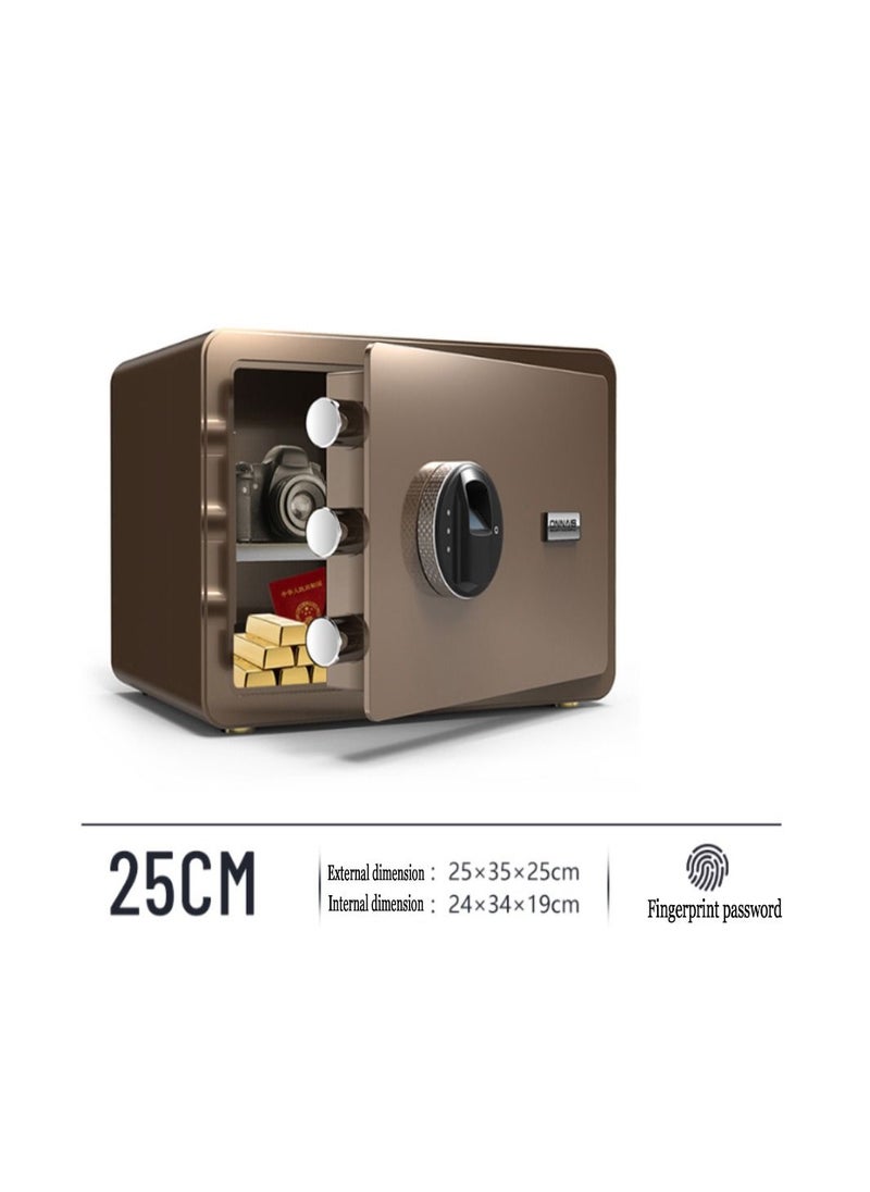 Cool Baby - COOLBABY Safe Box with Biometric Fingerprint Lock A4 Document Size Safety Deposit Box for Home Office Shop Brown - Image 1