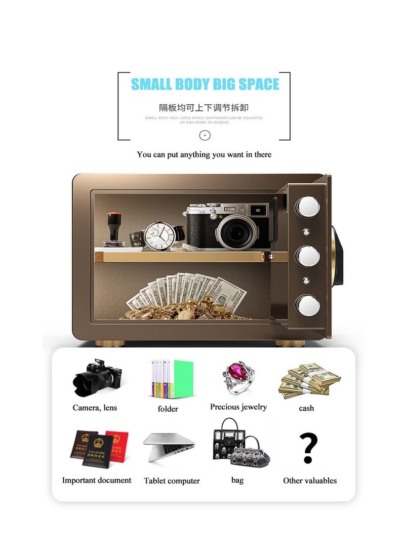 Cool Baby COOLBABY Safe Box with Biometric Fingerprint Lock A4 Document Size Safety Deposit Box for Home Office Shop Brown  - Image 4