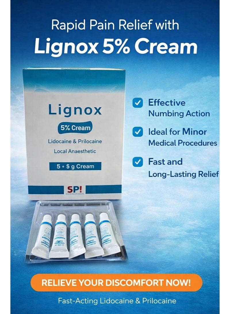 SPI Lignox 5% Lidocaine Topical Anesthetic Cream for Pain, 5*5g Pain Relief from SPI - Image 4