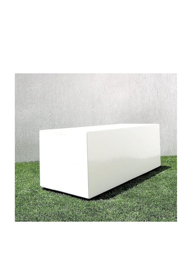 جي آر بي وعاء طويل مستطيل من الألياف الزجاجية GRP 90x30x30 سم (LWH) للنباتات وأواني الزهور ذات اللون الأبيض للداخلية والخارجية  - Image 1