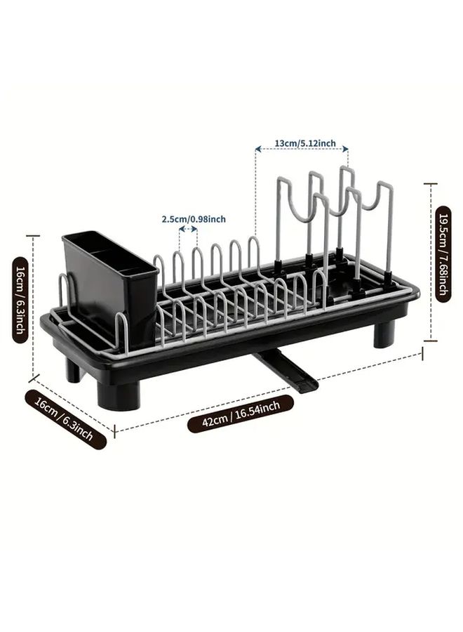 Compact Dish Drying Rack Black Heavy Duty Iron Small Kitchen Countertop Organizer - Image 3