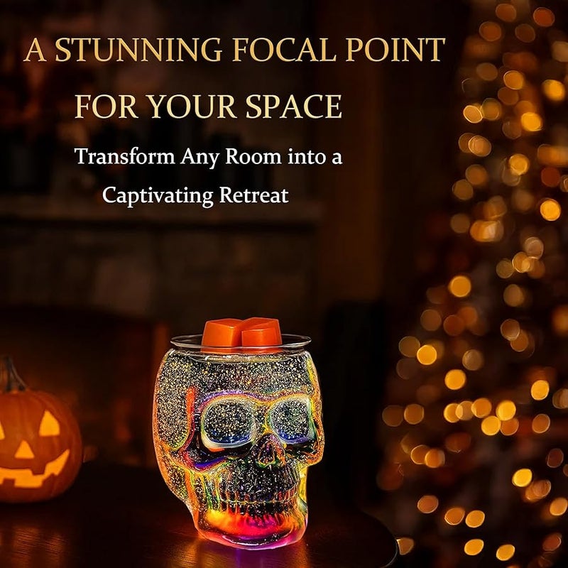 JOYOLO Wax Melt Warmer, Wax Warmer for Scented Wax with Light Bulb, Electric Skull Wax Burner,  Fragrance Wax Melter for Home and Gifts (Rainbow Skull) - Image 5