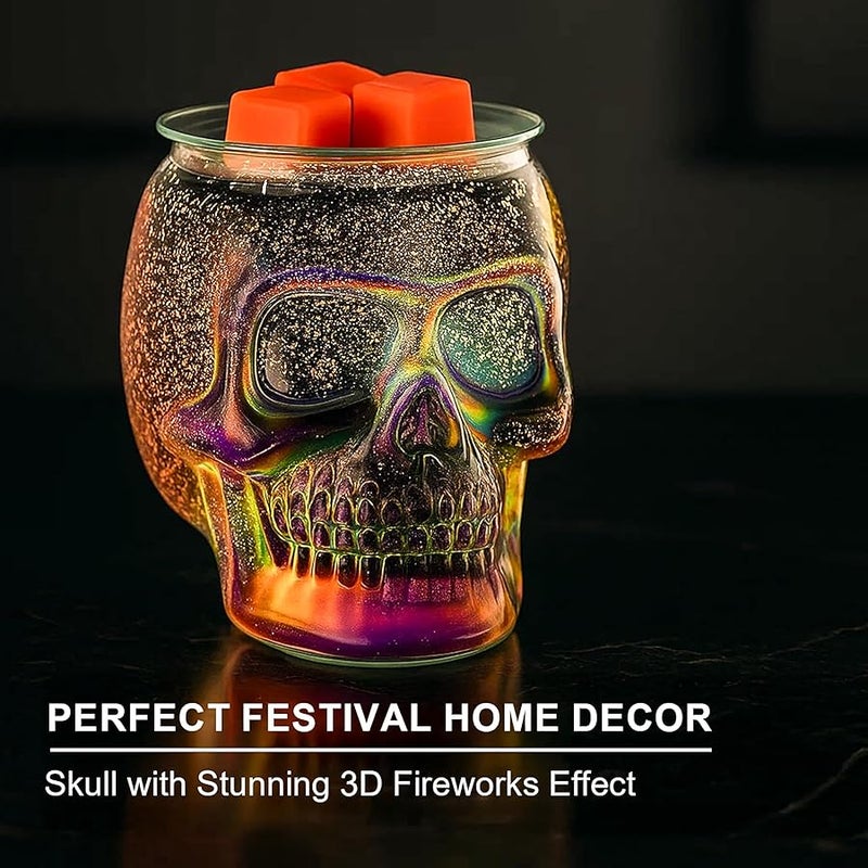 JOYOLO Wax Melt Warmer, Wax Warmer for Scented Wax with Light Bulb, Electric Skull Wax Burner,  Fragrance Wax Melter for Home and Gifts (Rainbow Skull) - Image 2