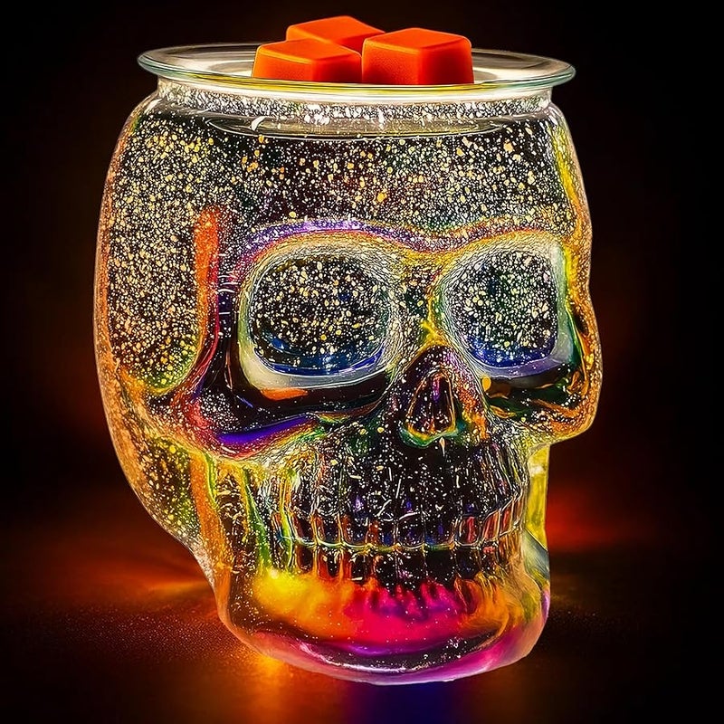 JOYOLO Wax Melt Warmer, Wax Warmer for Scented Wax with Light Bulb, Electric Skull Wax Burner,  Fragrance Wax Melter for Home and Gifts (Rainbow Skull) - Image 1