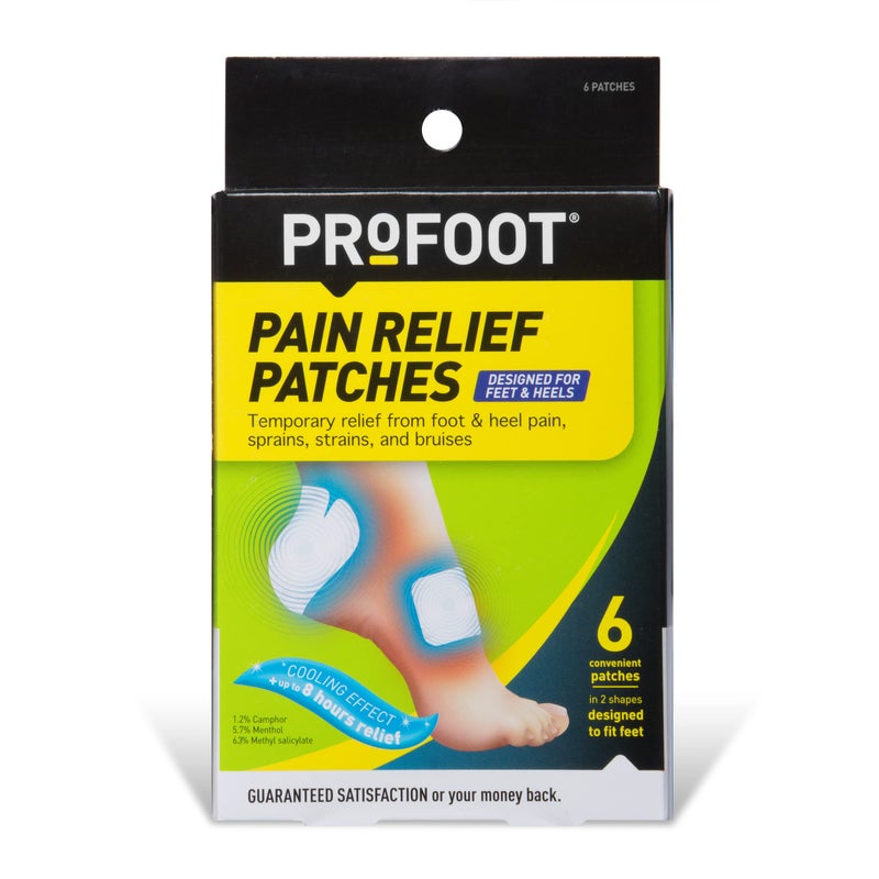 PROFOOT Pain Relief Patches for Foot & Heel Pain - 6 Count - Up to 8 Hours Relief from Sprains, Strains & Bruises - Image 1