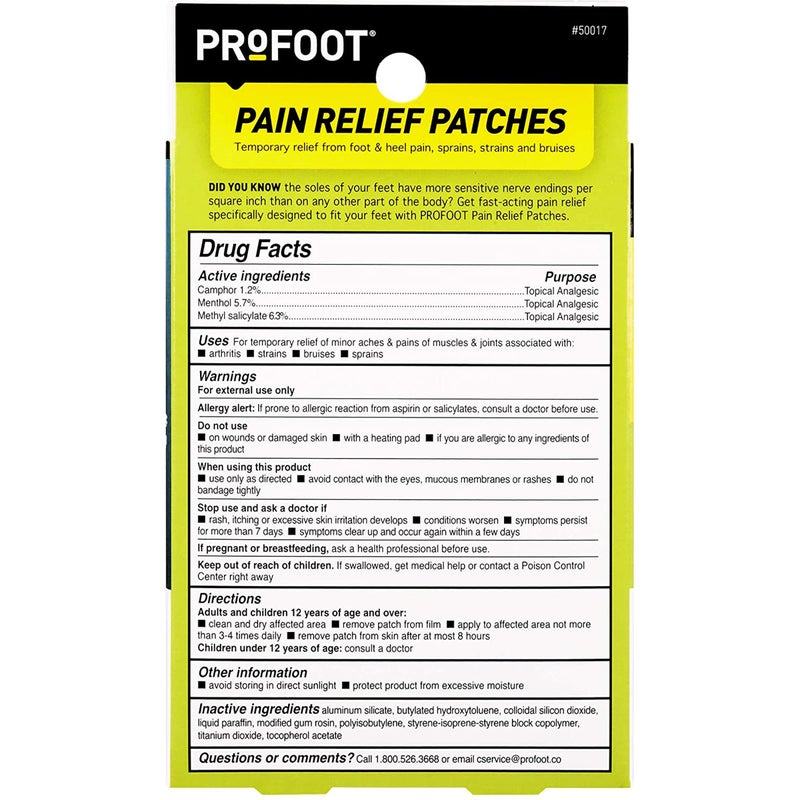 PROFOOT Pain Relief Patches for Foot & Heel Pain - 6 Count - Up to 8 Hours Relief from Sprains, Strains & Bruises - Image 5