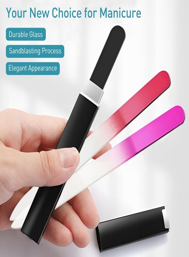 Jaasuee 3-Pack Crystal Glass Nail Files with Cases - Professional Czech Glass Double-Sided Etched Files for Natural Nails, Gentle Nail Care, Unique Stocking Stuffers for Women and Adults - Image 2