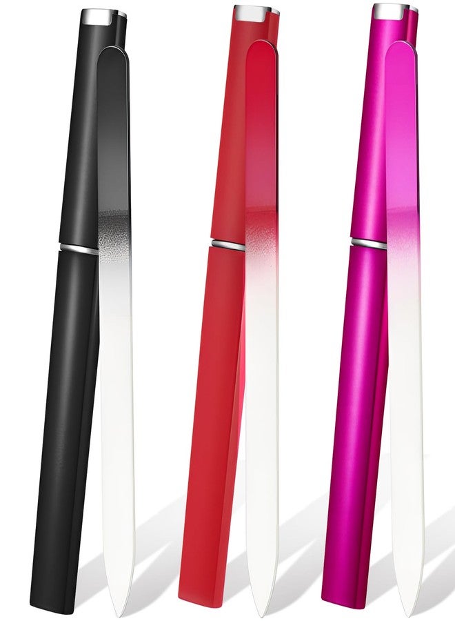 Jaasuee 3-Pack Crystal Glass Nail Files with Cases - Professional Czech Glass Double-Sided Etched Files for Natural Nails, Gentle Nail Care, Unique Stocking Stuffers for Women and Adults - Image 1