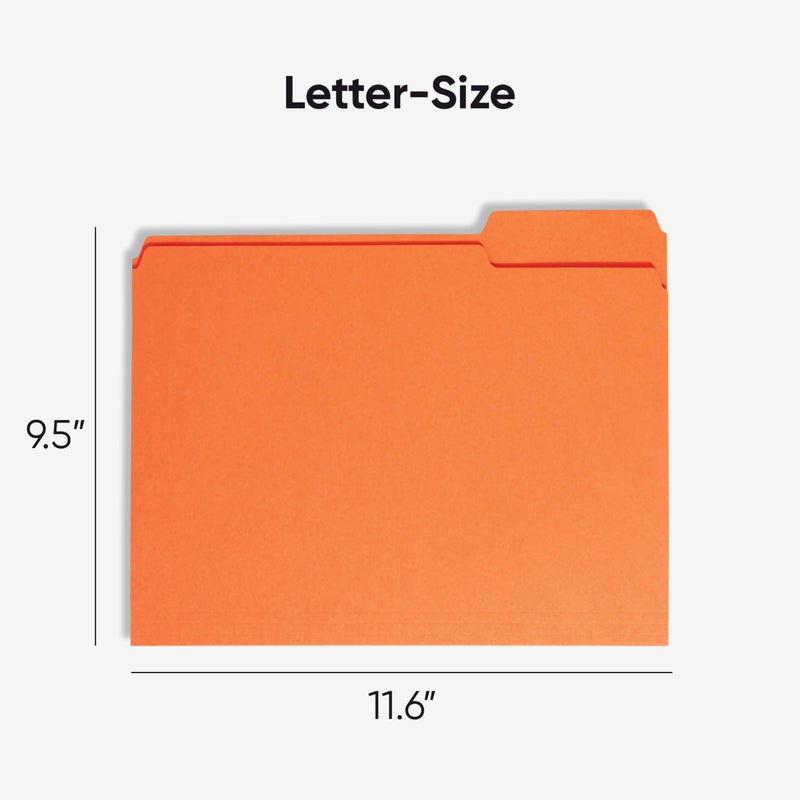 Smead Colored File Folder, 1/3-Cut Tab, Letter Size, Orange, 100 per Box (12543) - Image 2