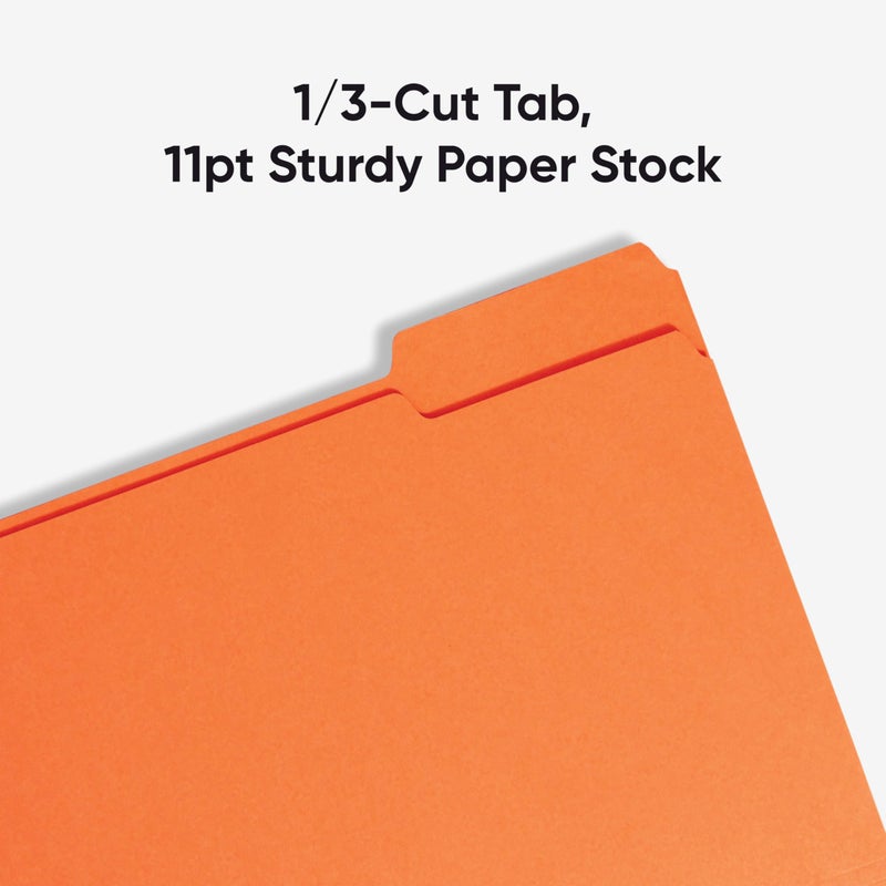 Smead Colored File Folder, 1/3-Cut Tab, Letter Size, Orange, 100 per Box (12543) - Image 4