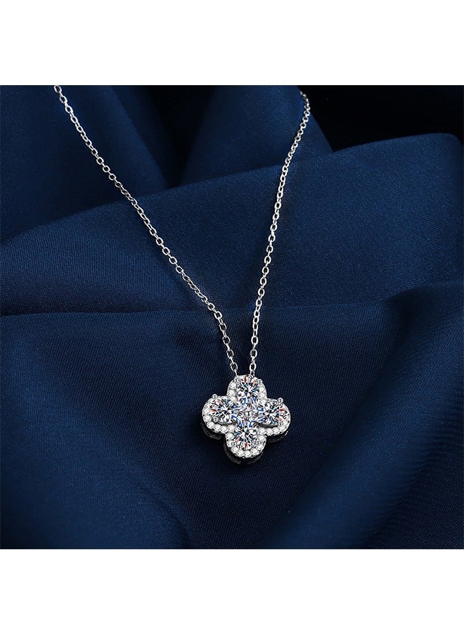 بيوند أربعة أوراق البرسيم قلادة الماس ، وقلادة مكافحة الصدأ ومكافحة يتلاشى ، هدية الأزياء والمجوهرات (الفضة) - Image 3