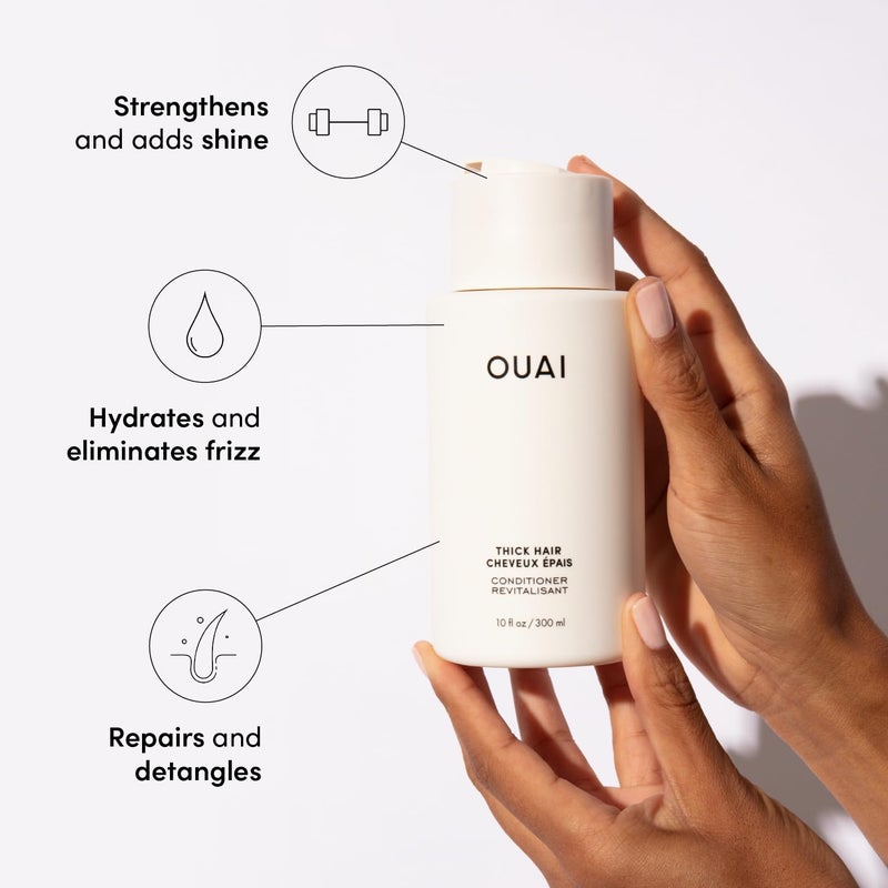 OUAI Thick Hair Conditioner - Moisturizing Conditioner for Dry, Frizzy Hair - Keratin, Marshmallow Root, Shea Butter and Avocado Oil - Paraben, Phthalate & Sulfate Free (10 Oz) - Image 2