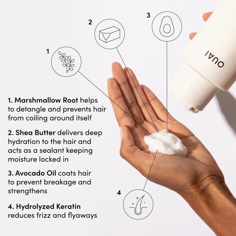 OUAI Thick Hair Conditioner - Moisturizing Conditioner for Dry, Frizzy Hair - Keratin, Marshmallow Root, Shea Butter and Avocado Oil - Paraben, Phthalate & Sulfate Free (10 Oz) - Image 3