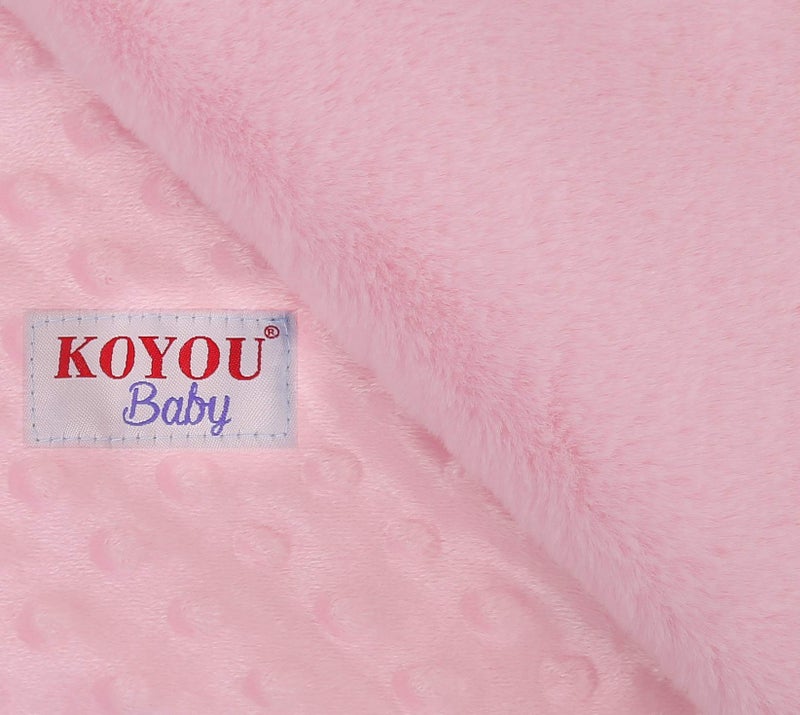 KOYOU Baby Pink Super Soft Minky Plush Reversible Double Layer 30" x 35" Baby Blanket with Dotted Backing and Silky Trim - Image 3