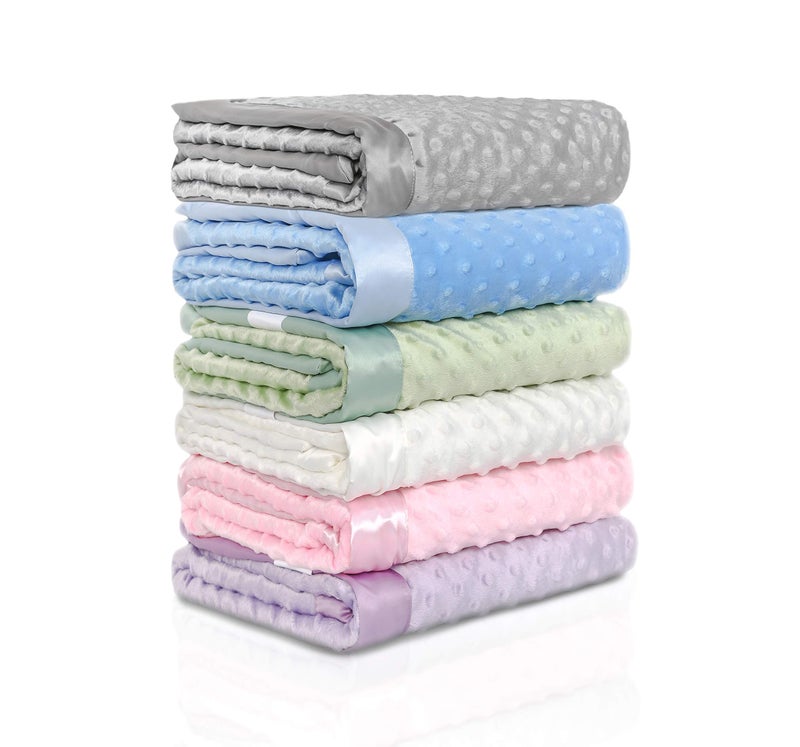 KOYOU Baby Pink Super Soft Minky Plush Reversible Double Layer 30" x 35" Baby Blanket with Dotted Backing and Silky Trim - Image 1