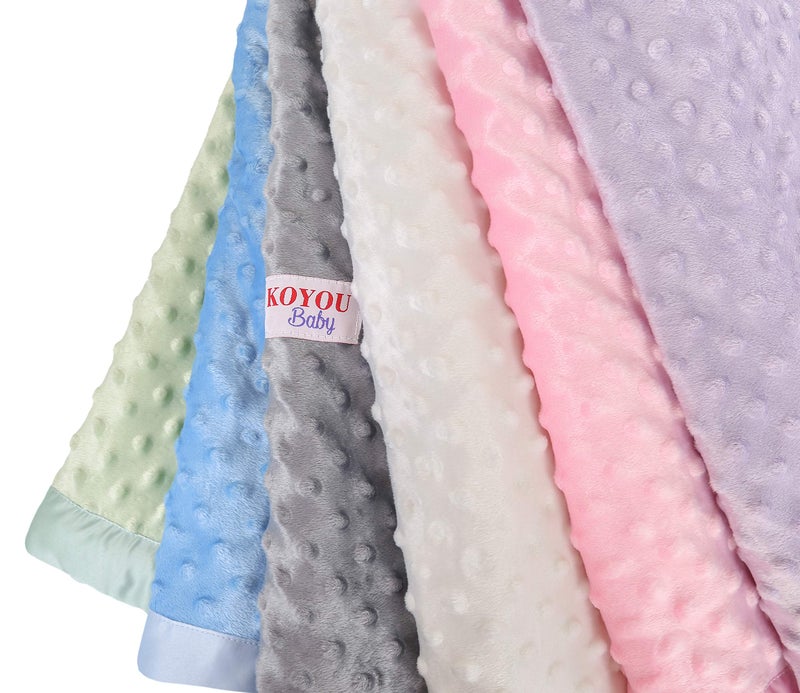 KOYOU Baby Pink Super Soft Minky Plush Reversible Double Layer 30" x 35" Baby Blanket with Dotted Backing and Silky Trim - Image 5