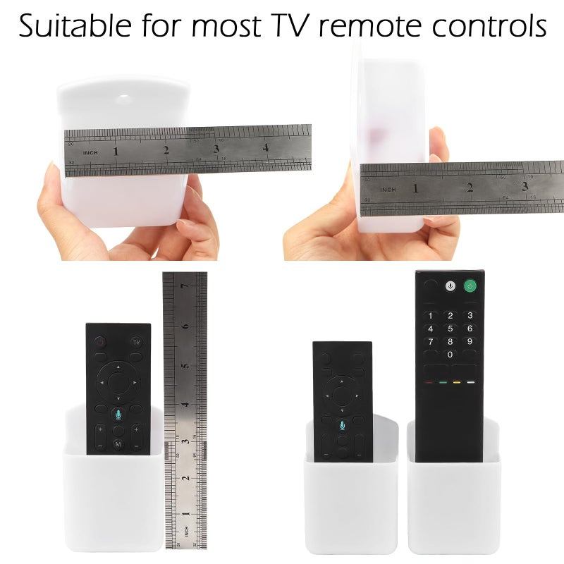 AUGHOA 2 Pack White Remote Control Holder, Self adhesive Wall Mount Storage Box for TV and Air Conditioner Remote Controls, Pen Holder Organizers and Accessories for Home Office School - Image 4