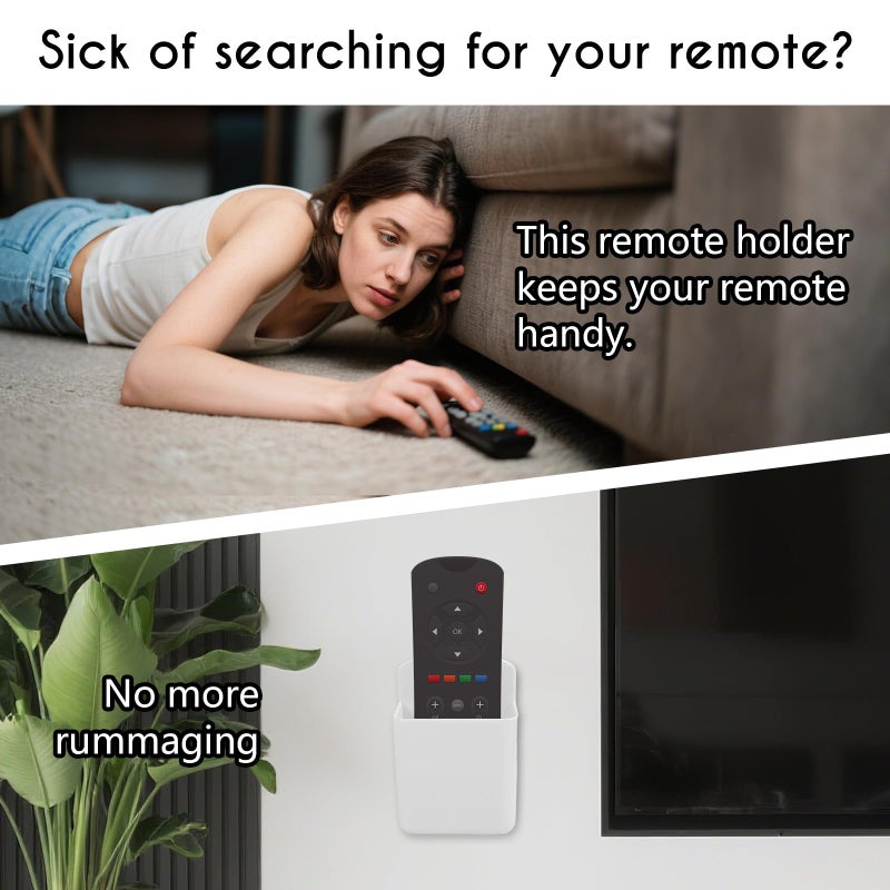 AUGHOA 2 Pack White Remote Control Holder, Self adhesive Wall Mount Storage Box for TV and Air Conditioner Remote Controls, Pen Holder Organizers and Accessories for Home Office School - Image 2