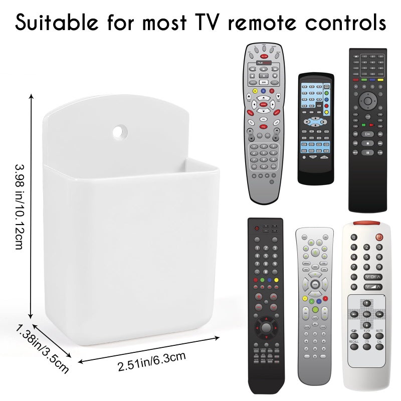 AUGHOA 2 Pack White Remote Control Holder, Self adhesive Wall Mount Storage Box for TV and Air Conditioner Remote Controls, Pen Holder Organizers and Accessories for Home Office School - Image 3