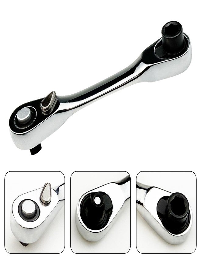 فلاين مفتاح ربط Flylin صغير بسقاطة مقاس 1/4 بوصة، مفتاح ربط بسقاطة ومفتاح ربط قابل للعكس بـ 72 سنًا، أداة متعددة الاستخدامات، مفتاح ربط مزدوج الطرف، مفك براغي سداسي (4.2 بوصة) - Image 4