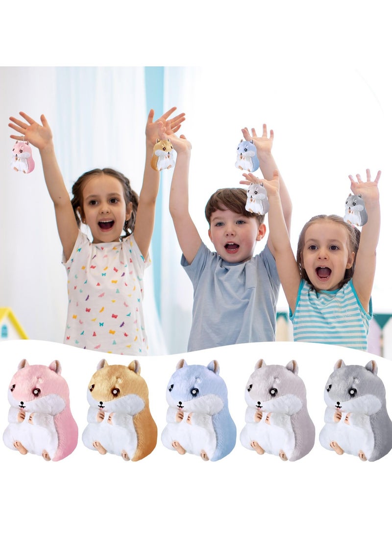 SYOSI 10 قطع دمى هامستر محشوة صغيرة حيوانات هامستر محشوة دمية صغيرة سلسلة مفاتيح حامل مفاتيح ميدالية حقيبة هدية حفلة للأطفال هدايا عيد ميلاد ديكور منزلي (متعددة الألوان) - Image 3