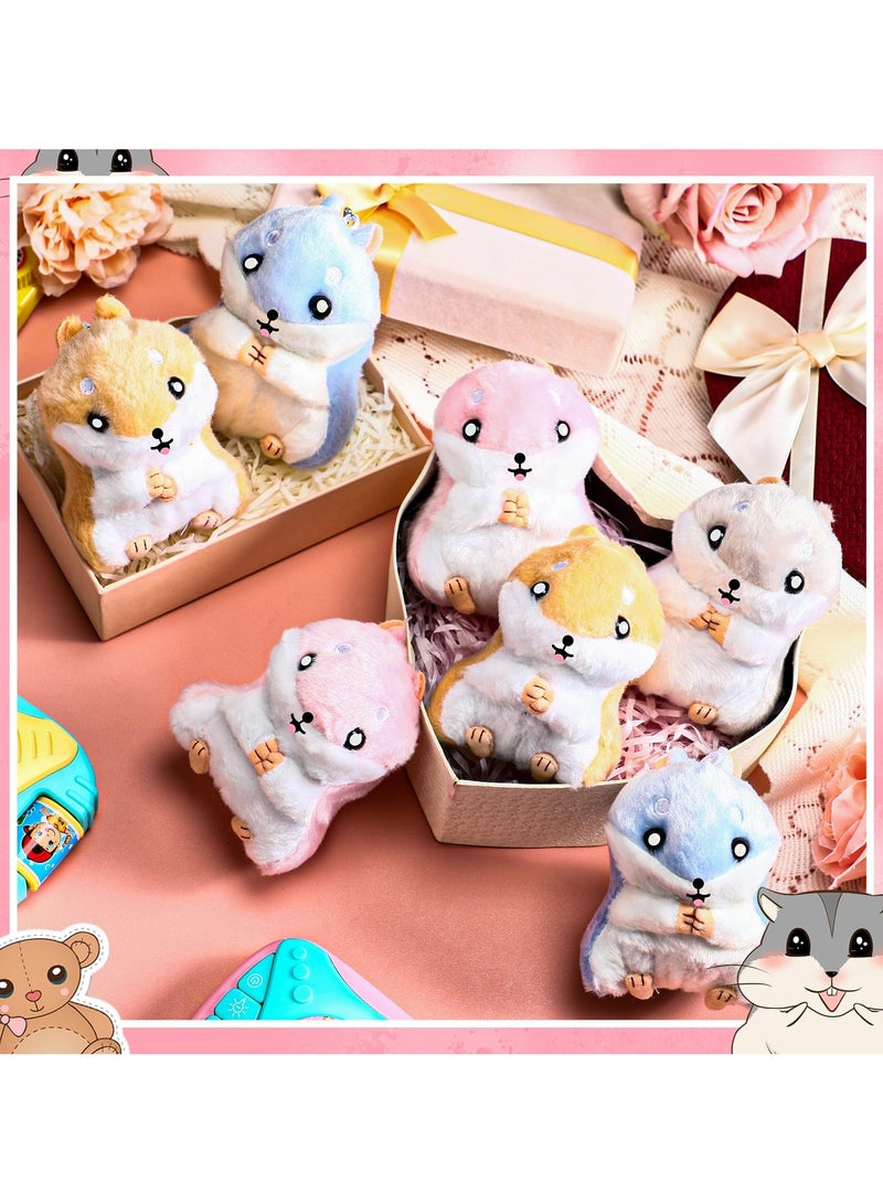 SYOSI 10 قطع دمى هامستر محشوة صغيرة حيوانات هامستر محشوة دمية صغيرة سلسلة مفاتيح حامل مفاتيح ميدالية حقيبة هدية حفلة للأطفال هدايا عيد ميلاد ديكور منزلي (متعددة الألوان) - Image 4