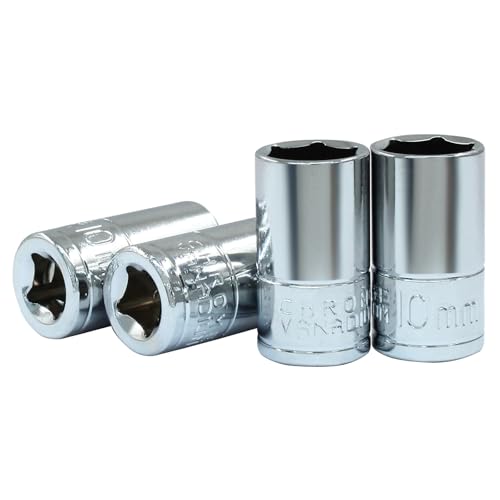 HARSKIYER 4 Pcs 1/4 Inch Drive 10mm Shallow Socket, 6 Point Chrome Vanadium Steel Metric Sockets, Mirror Finish - Image 1