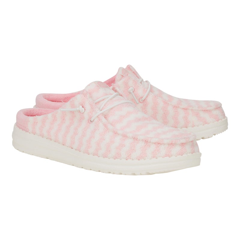 HEYDUDE Women's Wendy Slip Terry Stripe Mule, Pink/White Size 10 | Lightweight Travel Ready Backless Casual Slip On Shoe - Image 2