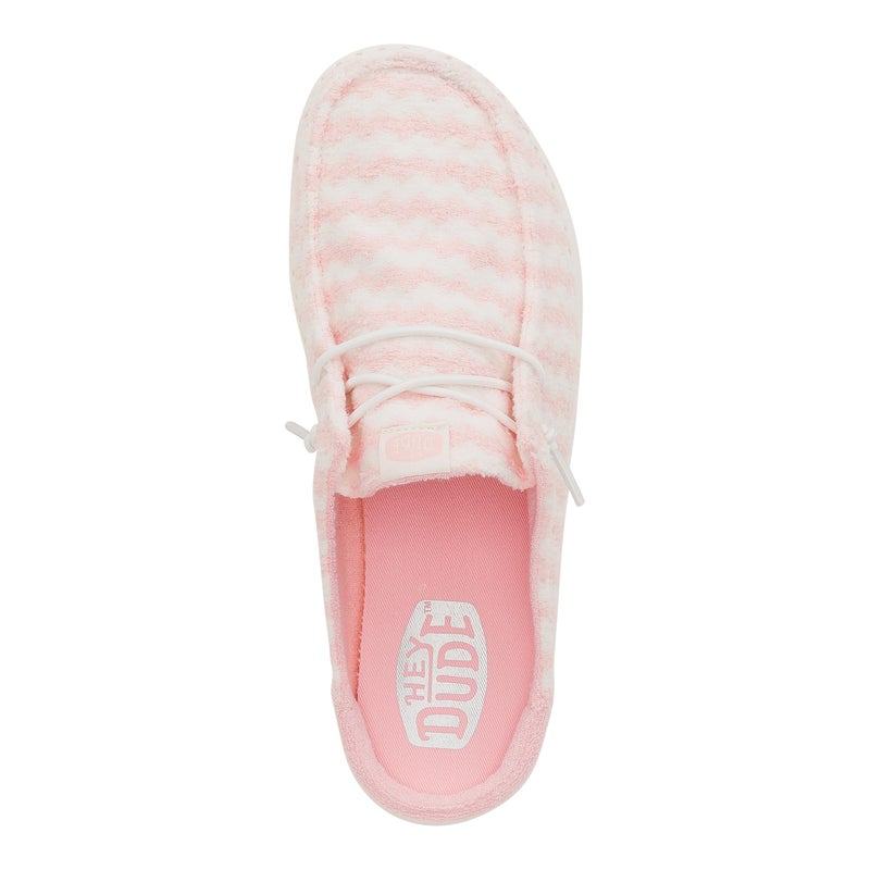HEYDUDE Women's Wendy Slip Terry Stripe Mule, Pink/White Size 10 | Lightweight Travel Ready Backless Casual Slip On Shoe - Image 3