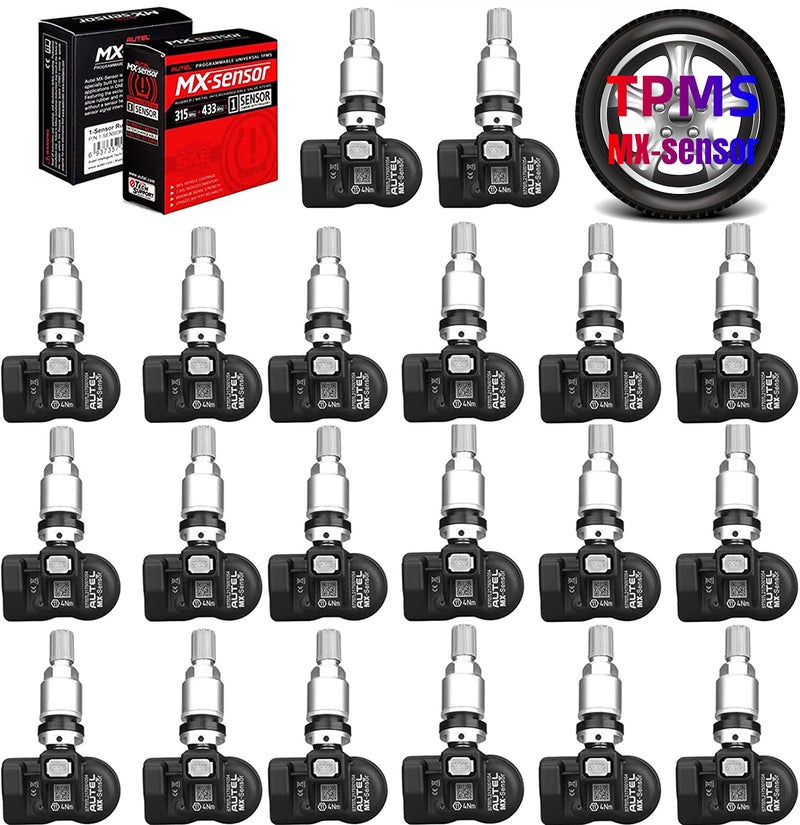 Autel MaxiTPMS MX Sensors 20pcs Pack with Metal Stem 315433MHz TPMS Sensor Universal Tire Sensor Programmed by TPMS Tool TS401 TS408 TS501 TS508 TS601 TS608 MK808TS MX808TS MS906TS ITS600