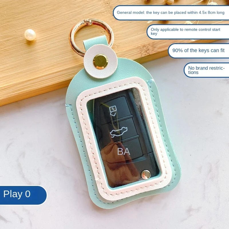 Light Blue Portable Car Key Case Holder Sturdy Material Lightweight Keychain Bag Creative Car Accessories - Image 5