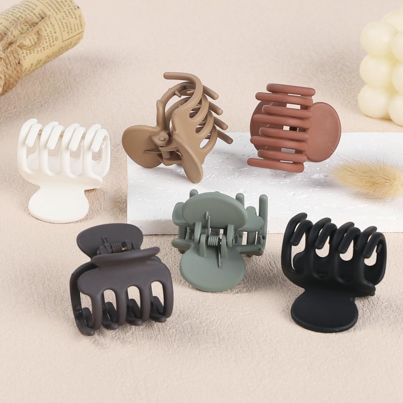 USDNICE 6 Pcs Hair Clips Small Claw Clips for Thin Hair Medium Matte Non-slip Hair Accessories for Women and Girls (Brown) - Image 2