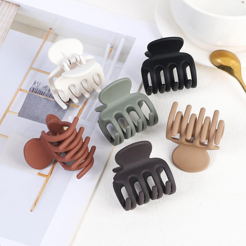 USDNICE 6 Pcs Hair Clips Small Claw Clips for Thin Hair Medium Matte Non-slip Hair Accessories for Women and Girls (Brown) - Image 4