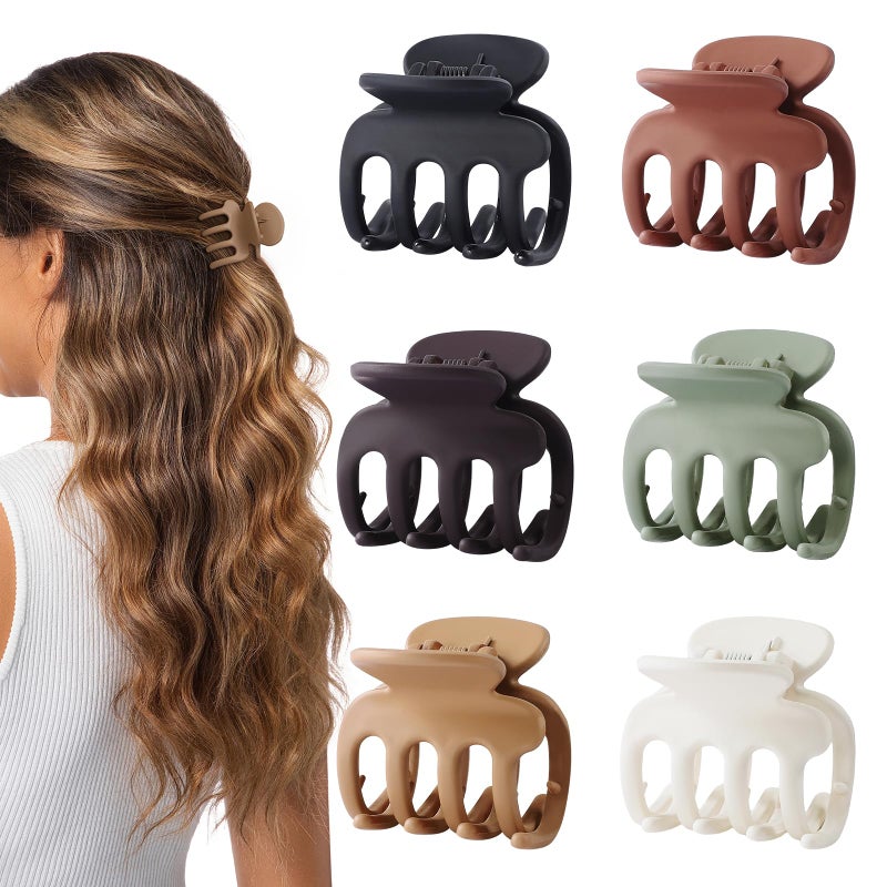 USDNICE 6 Pcs Hair Clips Small Claw Clips for Thin Hair Medium Matte Non-slip Hair Accessories for Women and Girls (Brown) - Image 1