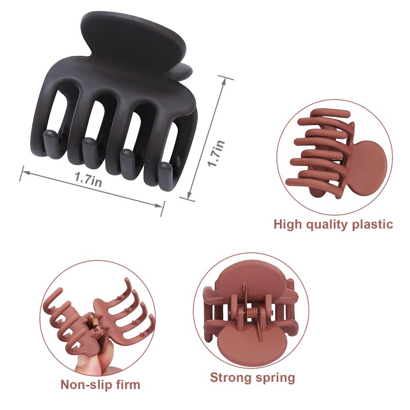 USDNICE 6 Pcs Hair Clips Small Claw Clips for Thin Hair Medium Matte Non-slip Hair Accessories for Women and Girls (Brown) - Image 3