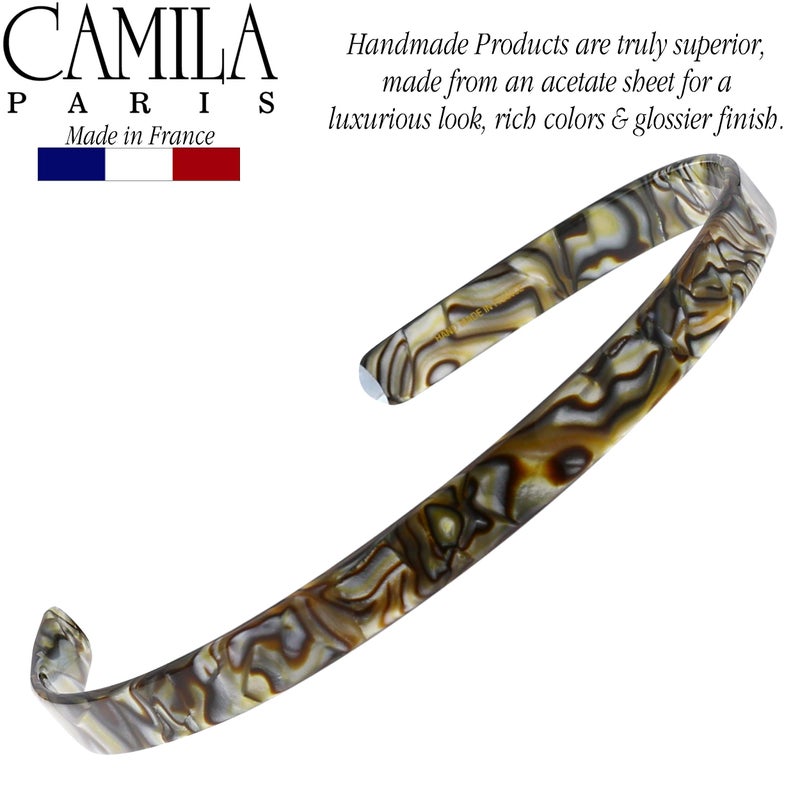 Camila Paris CP2005 French Headband for Women, Handmade Onyx, Strong Hold Grip Women's Hair Band, Ligth and Very Flexible, No Slip and Durable Styling Girls Hair Accessories, Made in France - Image 4