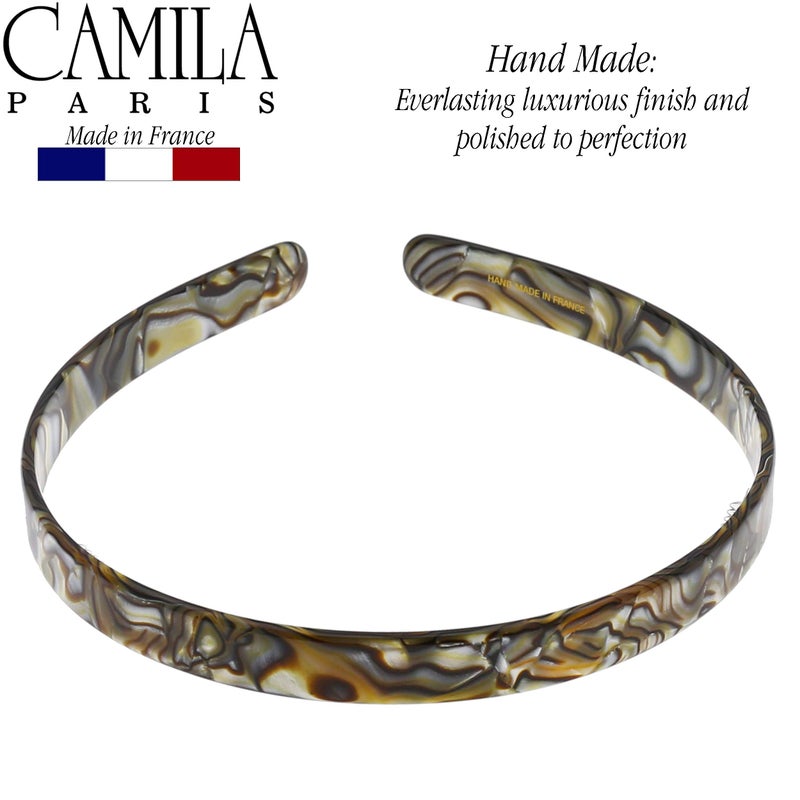 Camila Paris CP2005 French Headband for Women, Handmade Onyx, Strong Hold Grip Women's Hair Band, Ligth and Very Flexible, No Slip and Durable Styling Girls Hair Accessories, Made in France - Image 2