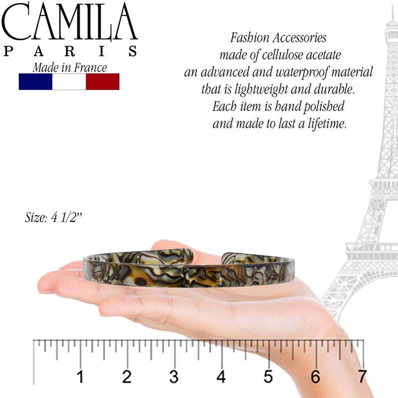 Camila Paris CP2005 French Headband for Women, Handmade Onyx, Strong Hold Grip Women's Hair Band, Ligth and Very Flexible, No Slip and Durable Styling Girls Hair Accessories, Made in France - Image 3