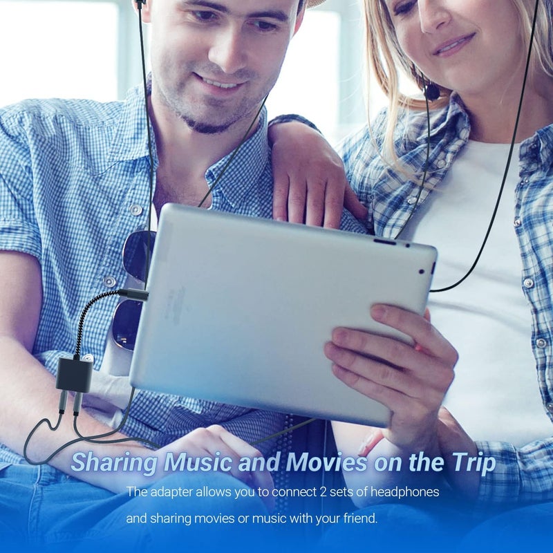 كيوبيلوكس مقسم شراكة سماعات الأذن Lightning to Dual 3.5mm Audio Jack، ومحول ميكروفون Lightning to TRRS للتشغيل في الوقت الفعلي؛ متوافق مع أجهزة iPad Pro/Air/Mini، iPhone 12 Pro/11/SE 2/Xr - Image 3
